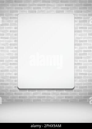 Blank vertical poster on brick wall, vector eps10 illustration Stock Vector