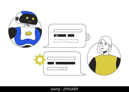 Conversational AI chatbot line concept vector spot illustration Stock Vector