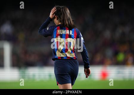 Nuria Rabano of FC Barcelona during the UEFA Womens Champions League match, Quarter-Finals, 2nd leg between FC Barcelona and v AS Roma played at Spotify Camp Nou Stadium on March 29, 2023 in Barcelona, Spain. (Photo by Colas Buera / PRESSIN) Stock Photo