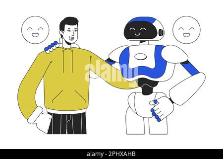 AI in everyday life line concept vector spot illustration Stock Vector