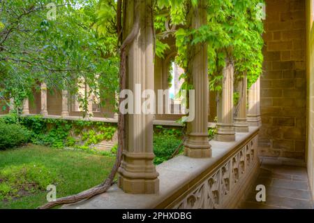 cloister of the Royal Palace of Olite in Spain. Stock Photo