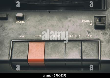 Control Buttons Of An Old Cassette Player Stock Photo