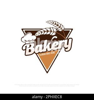 Bakery logo design vector with triangle shape, best for bread shop, food store logo emblem template Stock Vector