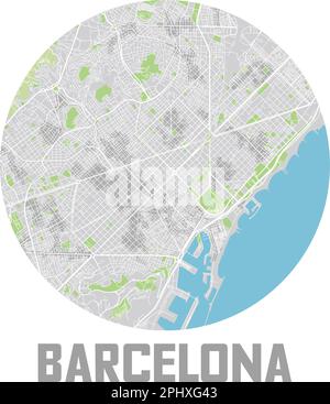 Minimalistic Barcelona city map icon. Stock Vector