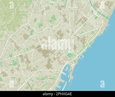 Vector city map of Barcelona with well organized separated layers. Stock Vector
