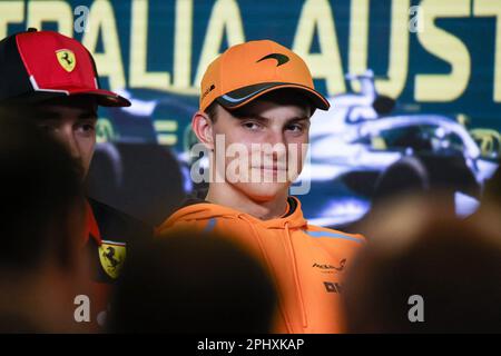 Melbourne, Australia. 30th Mar, 2023. Oscar Piastri of Australia and McLaren Formula 1 Team in the Press Conference ahead of the Formula One Australian Grand Prix at the Albert Park Circuit in Melbourne. Credit: SOPA Images Limited/Alamy Live News Stock Photo