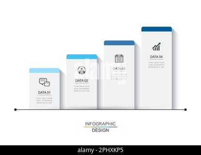 4 data infographics tab paper index template. Vector illustration abstract background. Stock Vector