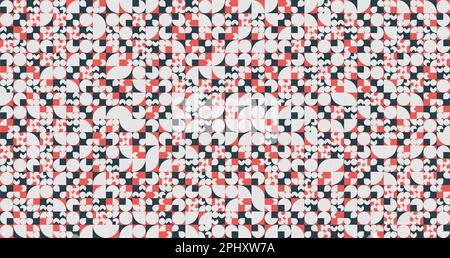 Minimalist seamless pattern featuring simple random shapes in black and red. Great for packaging and stationery. Stock Vector