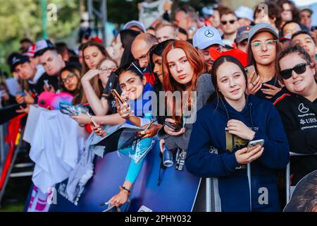Melbourne, Victoria, Australia. 30th Mar, 2023. MELBOURNE, AUSTRALIA - MARCH 30: Fans at the 2023 Australian Formula 1 Grand Prix on 30th March 2023 (Credit Image: © Chris Putnam/ZUMA Press Wire) EDITORIAL USAGE ONLY! Not for Commercial USAGE! Stock Photo