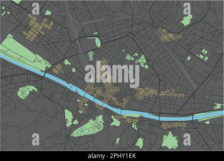 Florence vector map with dark colors. Stock Vector