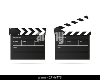 Clapperboard on white background. open and closed clapperboard. Vector illustration. stock image. EPS 10. Stock Photo