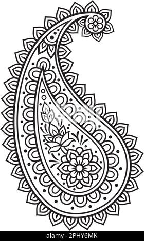 Indian Paisley Black and White. Vector Illustration (Boho style). Stock Vector