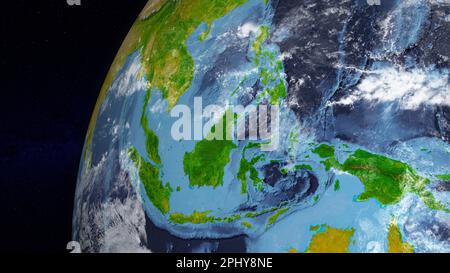 Earth globe zoomed and focused on Europe and Middle East. Day side of ...