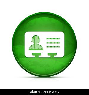 Id card icon on classy splash green round button Stock Photo