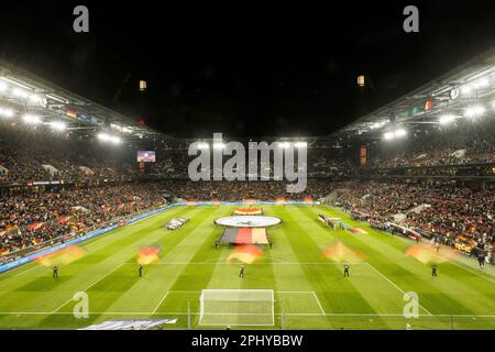 Cologne, Deutschland. 28th Mar, 2023. firo: 28.03.2023, soccer, football: DFB national team, country game men, men, friendly game GER, Germany - Belgium, BEL 2:32 Kolner Stadion, Koln, Arena Venue of the 1.FC Cologne Stadion Rhein Energie Stadion (Koln/Germany) RheinEnergieStadion (, Euro 2024, EM, European Championship, overview depositors, background Credit: dpa/Alamy Live News Stock Photo