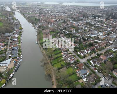 Walton on Thames Surrey UK high angle drone aerial view Stock Photo