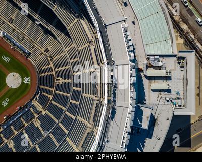 An aerial view of Yankee Stadium in the daytime Stock Photo