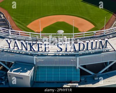 An aerial view of Yankee Stadium in the daytime Stock Photo