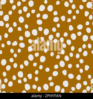 Seamless neutral polka dots pattern. White hand-drawn circles isolated on beige background. Abstract Random points ornament. Vector illustration for w Stock Vector