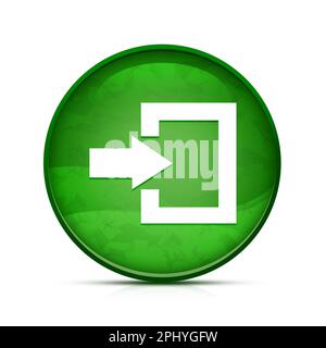 Login icon on classy splash green round button Stock Photo