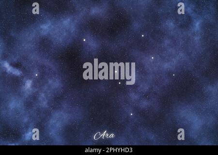 Ara star constellation, Brightest Stars, Altar constellation Stock Photo