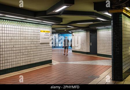 U Franz-Neumann-Platz underground U-bahn railway station serves U8 line,Reinickendorf, Berlin. Interior designed by architect R.G.Rümmler Stock Photo