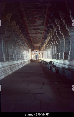 Ramanathaswamy Temple (Rāmanātasvāmi Kōyil) is a Hindu temple dedicated to the god Shiva located on Rameswaram island in the state of Tamil Nadu, India. 825 Feet Long Corridor. Stock Photo