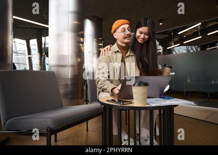 Two company employees working on new project Stock Photo