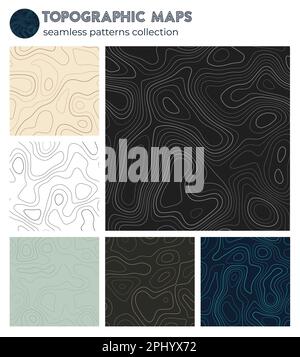 Topographic maps. Appealing isoline patterns, seamless design. Creative tileable background. Vector illustration. Stock Vector