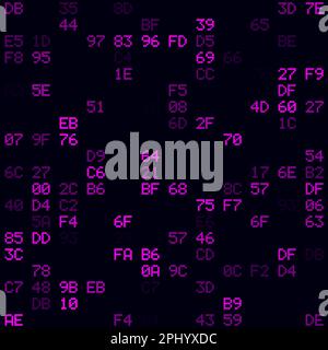 Futuristic tech background. Magenta sparse hexadecimal pairs background. Small sized seamless pattern. Amazing vector illustration. Stock Vector