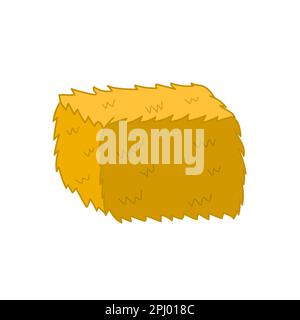 Doodle hay stack in cartoon style. Hand drawn farm square haystack element Stock Vector