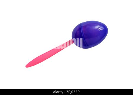 childrens plastic Egg and Spoon for Easter egg & spoon race isolated on white background Stock Photo
