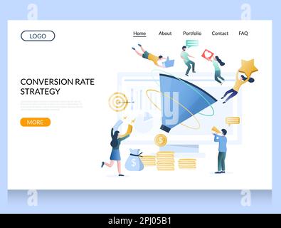 Conversion rate strategy vector website landing page design template Stock Vector
