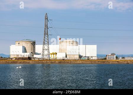 Nuclear power plant, Centrale Nucleaire de Fessenheim, FSH, shut down in 2020, Fessenheim, Departement Haut-Rhin, France Stock Photo