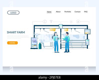 Smart farm vector website landing page design template Stock Vector