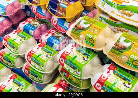 Egg carton, eggs from free-range hens, Stuttgart, Baden-Wuerttemberg, Germany Stock Photo