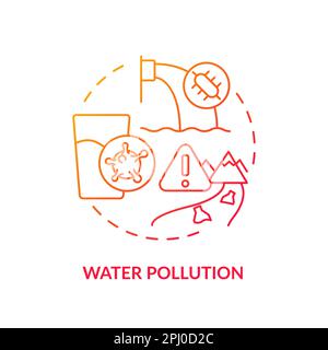 Water pollution red gradient concept icon Stock Vector