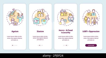 Social justice examples onboarding mobile app screen Stock Vector Image ...