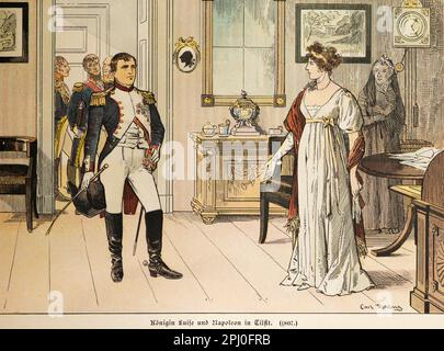 Queen Luise and Napoleon in Tilsit 1807, History of the Hohenzollerns, Prussia Stock Photo