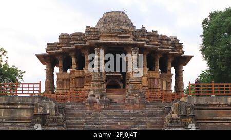 The Beautifully Carved Temple Garbhgriha of Sun Temple Modhera, Rear ...