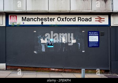 Manchester Oxford Road station Entrance, Lancashire, England Stock Photo