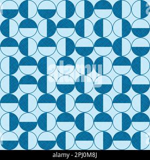 Seamless vector geometric pattern with blue half circles. Texture, background, textile, wrapping. Vector illustration Stock Vector