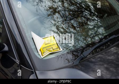 Penalty Charge Notice on windscreen of car, Farnham, Surrey, UK Stock Photo