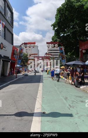 Sao Paulo, SP, Brazil - December 31, 2022: view of Liberdade, Japanese-themed neighborhood. Tourist destination of Sao Paulo. Stock Photo