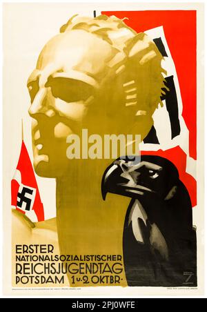 First National Socialist Reich Youth Day (Hitler Youth), Potsdam, October 1932, Nazi event poster by Ludwig Hohlwein, 1932 Stock Photo