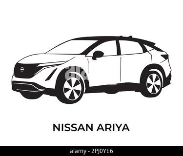 Vector silhouettes, icons of Nissan brand cars Stock Vector