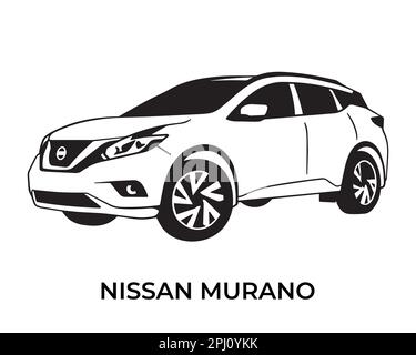 Vector silhouettes, icons of Nissan brand cars Stock Vector