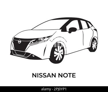 Vector silhouettes, icons of Nissan brand cars Stock Vector