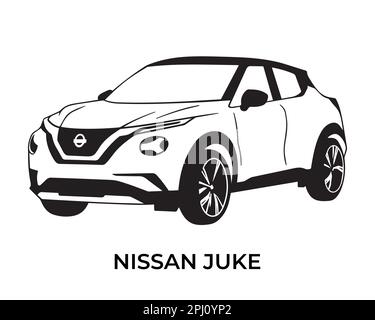 Vector silhouettes, icons of Nissan brand cars Stock Vector