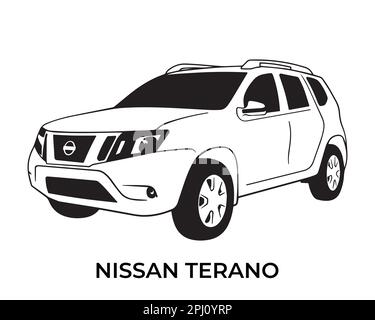 Vector silhouettes, icons of Nissan brand cars Stock Vector